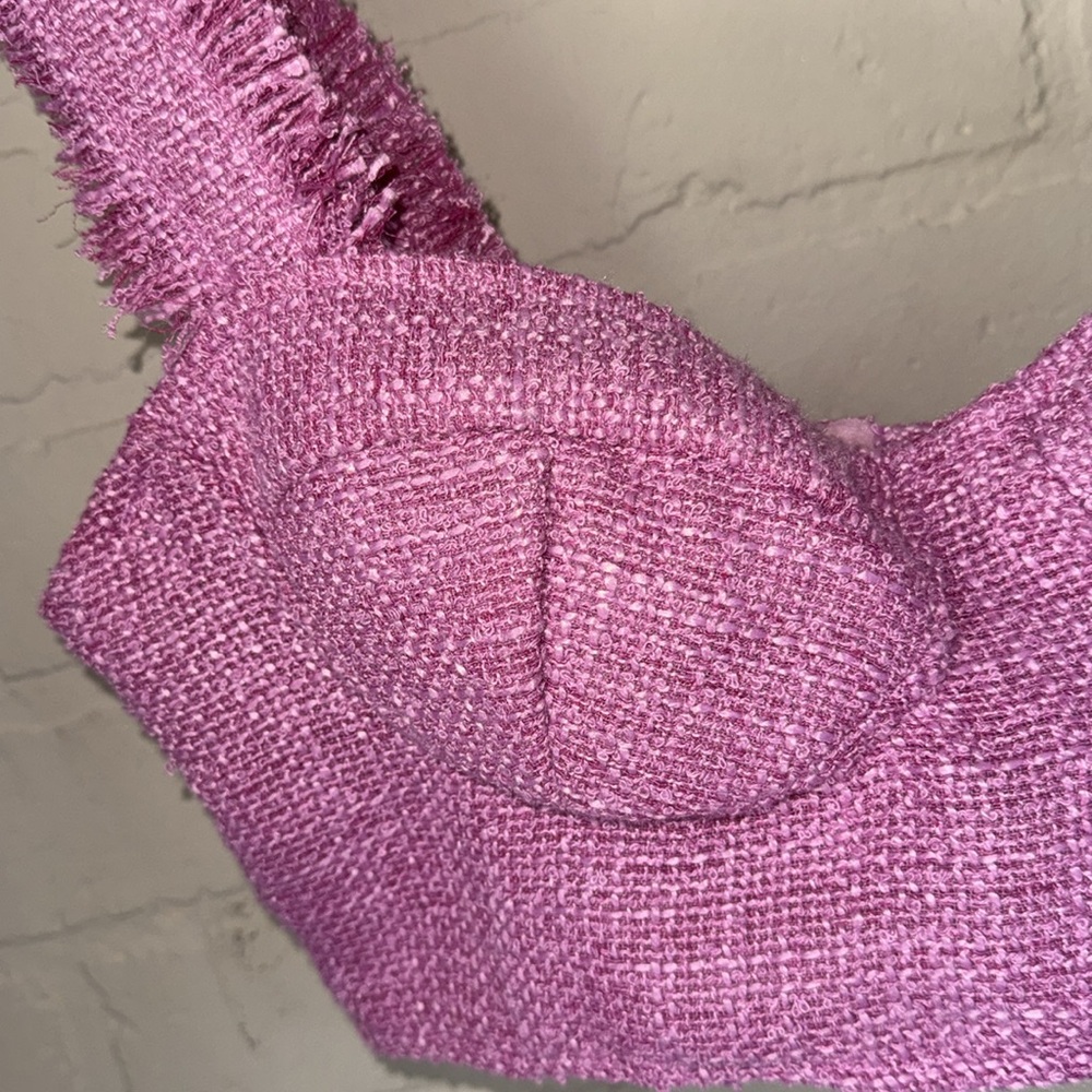 Frayed crop top Edge Pink tweed medium lined - Picture 2 of 4